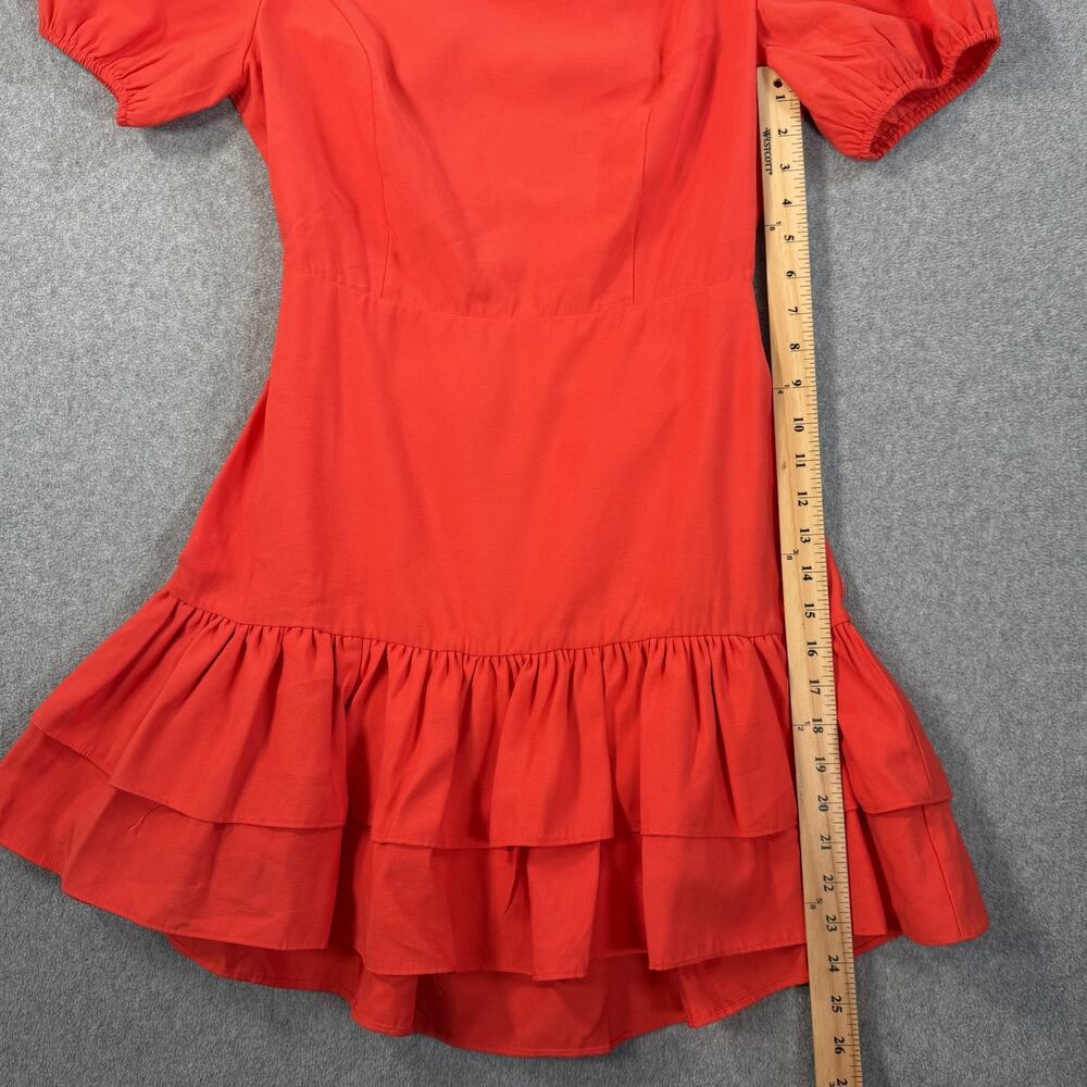 Idem Ditto Women's Large Beckham Dress Red Puff Sleeve Ruffled Tiered Mini New - Picture 5 of 10